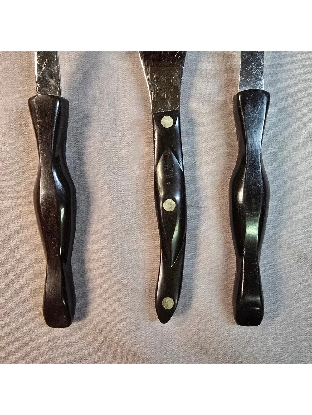 VTG CUTCO 3pc Utensil Set Brown Spatula Spreader Spoon Lot 1716 1768 1717